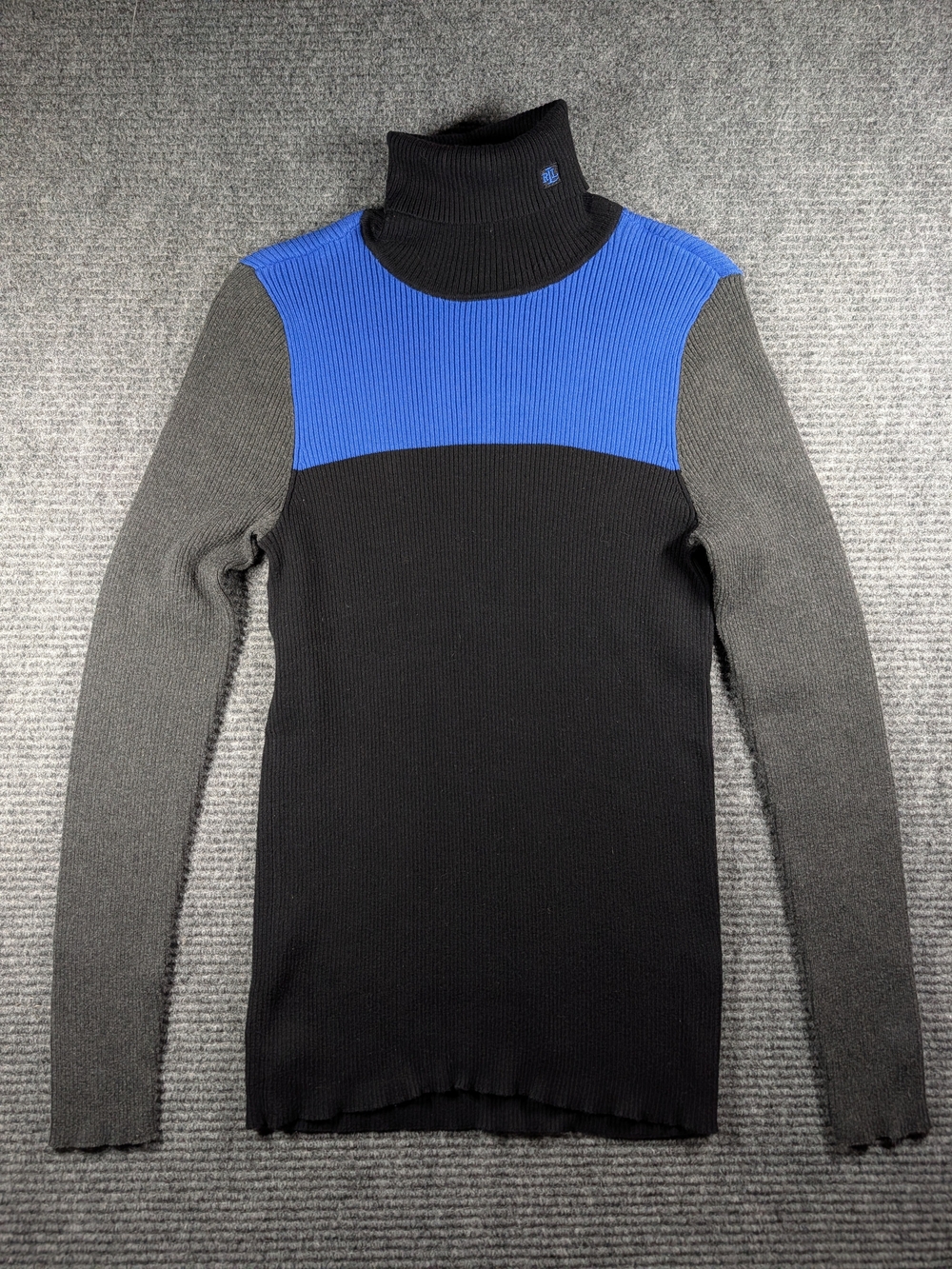 Lauren Ralph Lauren Ribbed Turtleneck Sweater Color Block Size Medium